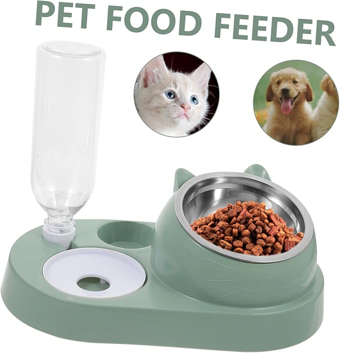 Automatic PET Feeder with Water Dispenser Non-Skid Dog and Cat Bowl Set Detachable Food and Water Station for Small Dogs and Cats Easy to Clean