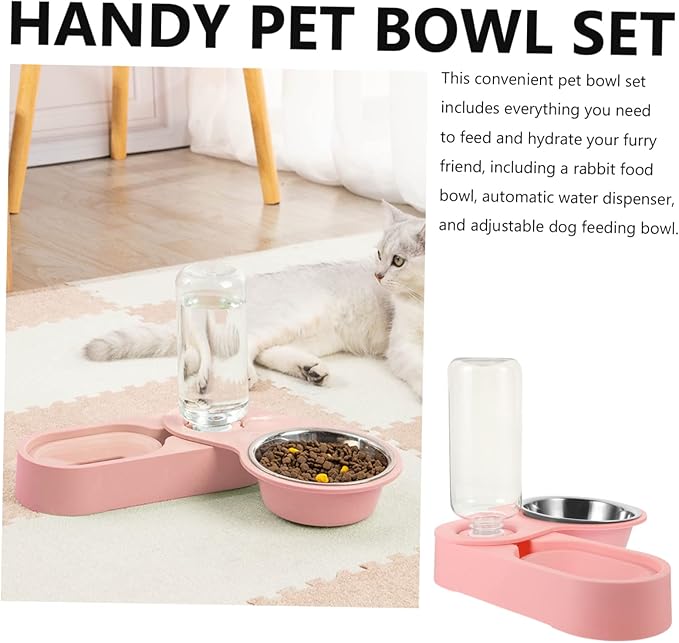 Kisangel Automatic Pet Water Dispenser with Dual Bowls Rotatable Corner Folding Feeder for Cats and Dogs Fresh Water Supply