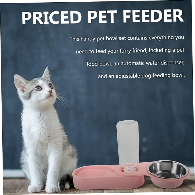Cat Feeder Dispenser Auto Feed Elevated Stainless Steel Bowl Food Water