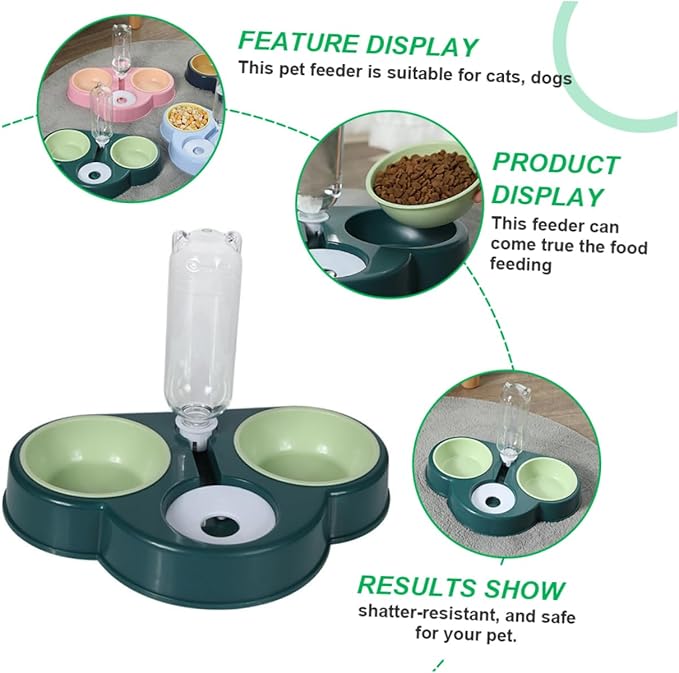 Automatic Multi-Function Pet Feeder for Dogs and Cats Detachable Water and Food Bowl Non- Base for Busy Pet Owners Design