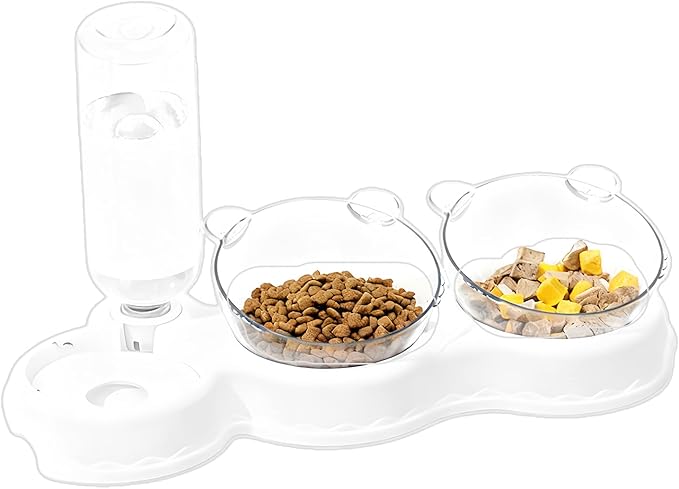 Dog Waterer Bowl - Automatic Waterer for Pets with Food Bowl | Pp+pc Durable Material, Easy Fill Design with Large Capacity, Suitable for Small Medium Large Dogs Cats Kittens Bunnies Indoor Daily Use