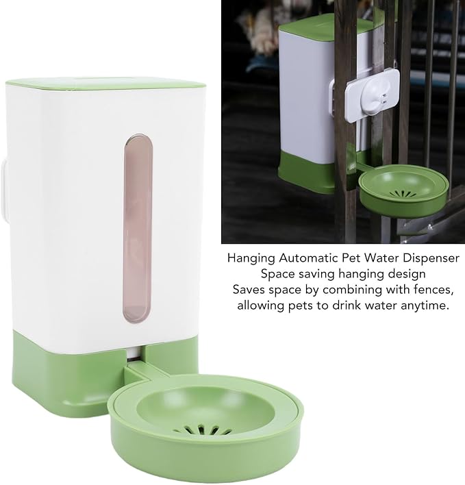 Pssopp Hanging Cage Automatic Pet Waterer, 1.5L Cage Water Bottle Pet Water Container for Dogs Cats Bunny Indoor (Green)