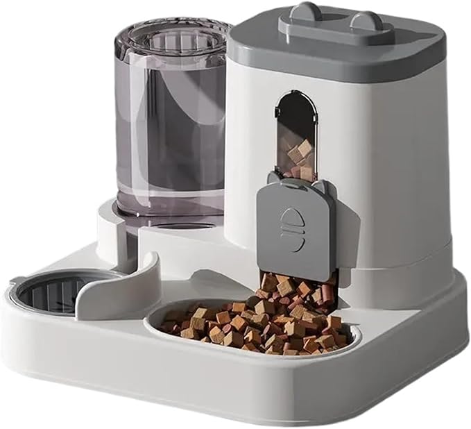 Automatic Feeder & Waterer Easy to Built-in Food Bowl(Gray)