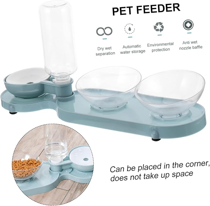 Dual-use Cat Feeder Automatic Water Dispenser Pet Tilt Bowl Cat Water Dispenser Easy to Clean