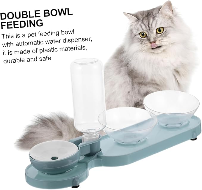 Mipcase Cat Water Feeder Pet Automatic Water Bottle Double Bowels Raised Cat Bowl Material