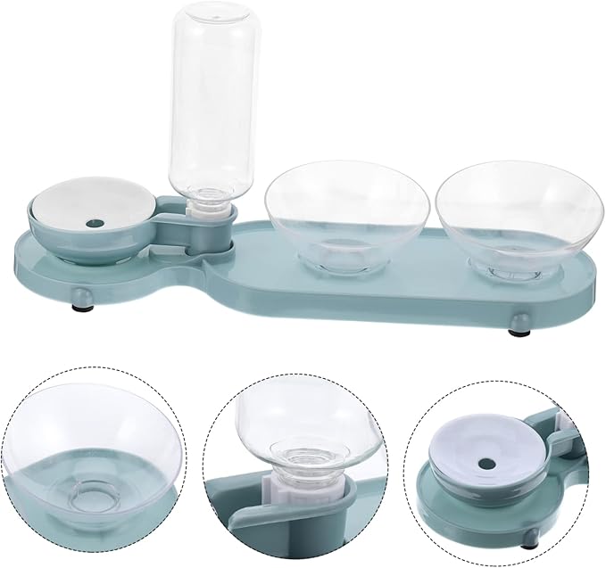 Mipcase Cat Water Feeder Pet Automatic Water Bottle Double Bowels Raised Cat Bowl Material