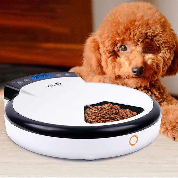 Pet Supplies 5 Meals Pet Automatic Feeding Machine Flat Version Canned Timing Feeding Cats Dog APP Control Portable