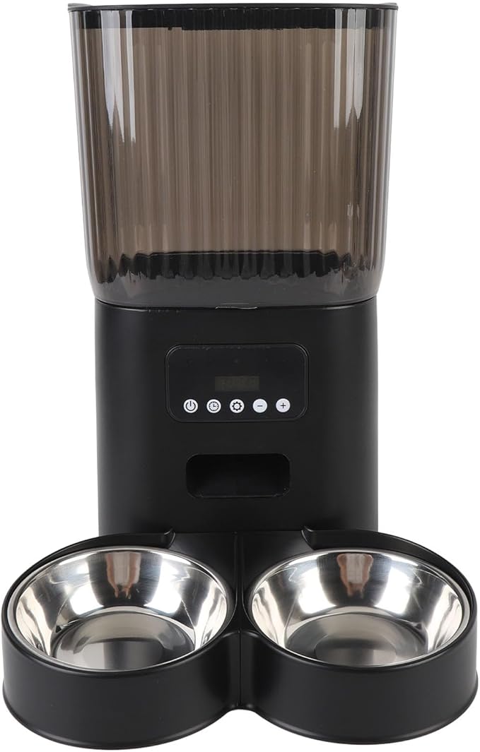 Automatic Cat Food Dispenser, Timed Pet Cat Feeder, Multi Meal Schedule for Cat Dog, Large Food Storage Container for Daily Feeding, Detachable for Easy Clean (Dual Bowls)