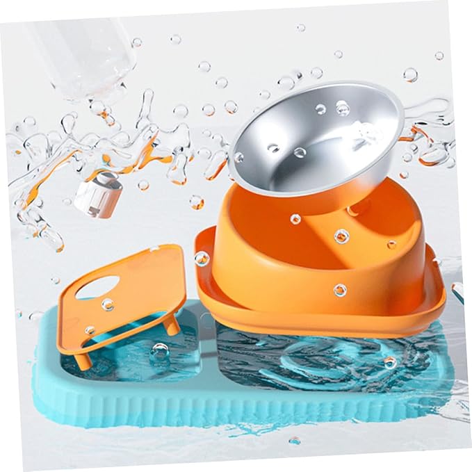 Double Bowl Cat Feeder Automatic Water Dispenser Elevated PET Food and Water Feeding Device for Cats and Dogs Spill Design Material