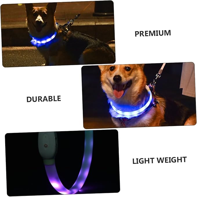 Toyvian USB Rechargeable Luminous Pet Collar with LED Light Modes and Comfortable Soft Material Cut to Fit Night Safety Collar for Dogs