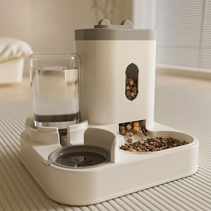 Pet Feeder Fully Automatic Feeder Food and Water Integrated Dispenser 1 L Water Dispenser & 2.3 L Food Storage Bucket Pet Supplies Pets Supplies(Yellow)