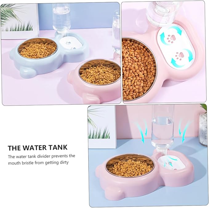 HANABASS Pet Feeder Bowl Stainless Steel Dual Bowl for Cats and Dogs Easy to Clean Automatic Water Dispenser Dust and Fur Resistant Design Pet Supplies