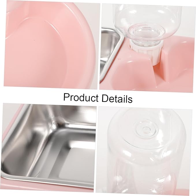 Totority Double Pet Water Feeder with Creative Design Pink Automatic Drinking Tool for Cats and Dogs Safe and Stable Pet Water Bowl for Home and Pet Shops