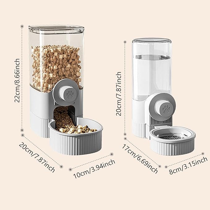 Hanging Automatic Small Pet Food Water Dispenser, Space-Saving Automatic Pet Feeder, Self-Feeding and Waterer Set Kennel Feeding Station, Large Capacity Dog Water Dispenser for Dogs Cats (Blue)