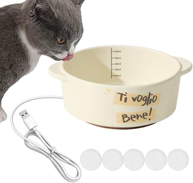 Heated Water Bowl Dog - Ceramic Pet Heating Dish, Constant Temperature Automatic Waterer, Winter Drinking Solution | Dogs Cats Rabbits Birds for Dogs Cats Rabbits Birds