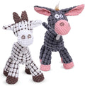 Plush Squeak Pet Dog Toy, Dog Plush Sound Toy Squeaky Toys, Interactive Stuffed Dogs Chew Toy Squeak Toy for Small Medium Large Dogs (Cow+Donkey)