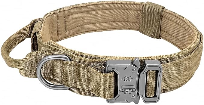 Military Tactical Dog Collar Leash German Shepard Medium Large Dog Collars Lead for Walking Training Dog Collar Control Handle Yellow XL