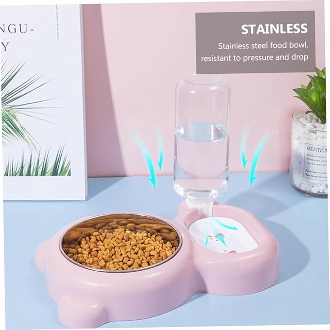 HANABASS Pet Feeder Bowl Stainless Steel Dual Bowl for Cats and Dogs Easy to Clean Automatic Water Dispenser Dust and Fur Resistant Design Pet Supplies