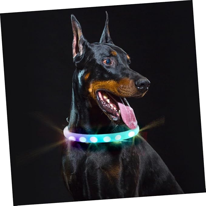 Cabilock LED USB Charging Dog Collar Luminous Pet Collar Waterproof Flashing Glowing Dog Neck Strap for Outdoor Evening Walks