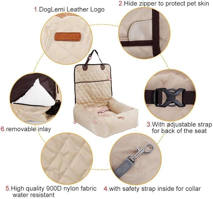 Dog Car Seat for Medium Large Dog Booster Seat for Dogs, Multi-Functional Pet Car Seat with Thick Cushion (Beige, Large-60 * 50 * 58cm)