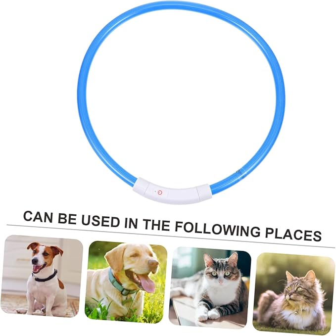 POPETPOP USB Rechargeable LED Pet Collar Luminous Dog Collar for Night Safety Stylish Glowing Design for Outdoor Use for Parties and Festivals