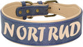 Custom Large Dog Collar Wide Leather Personalized Collars Medium Large Dog Pet Collars Customized for Dogs Printed Name ID Blue XL