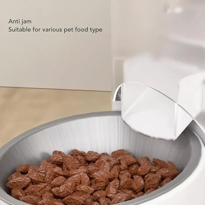 Automatic Cat Feeder, 3L Smart Timed Ration Cat Feeder, Auto Dog Feeder with 2 Stainless Steel Bowls, Battery Powered & Transparent Pet Feeder (White Double Bowl)