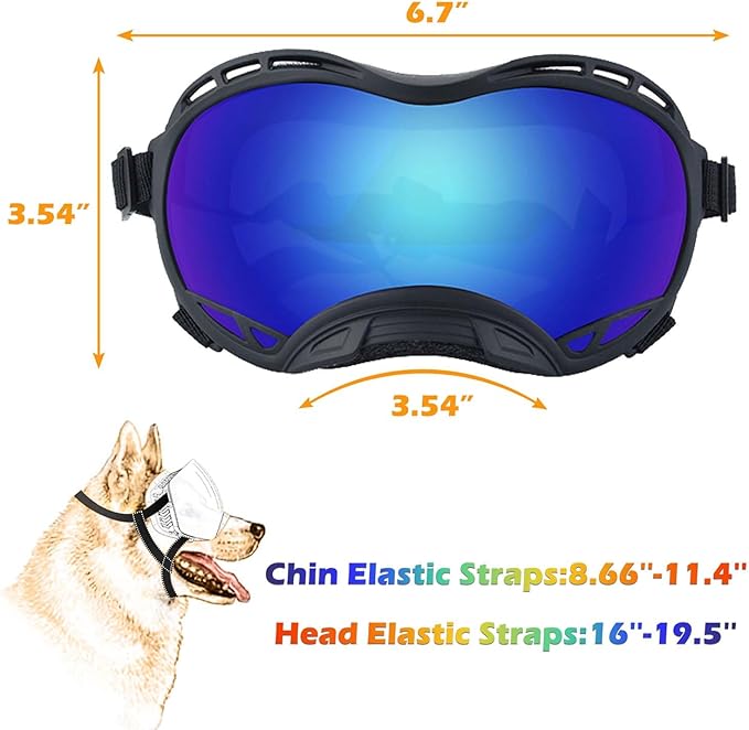 Dog Sunglasses,Doggles Anti-UV Protection,Pet Sunglasses with Adjustable Strap,Suitable for Motorcycle Car Driving Bike Riding Hiking Swimming Wind Dust Fog Dog Eye Protection
