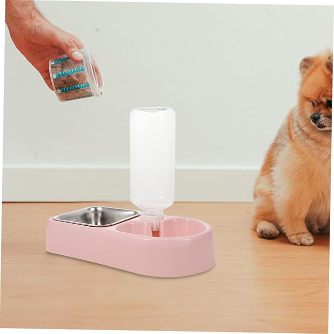 Totority Double Pet Water Feeder with Creative Design Pink Automatic Drinking Tool for Cats and Dogs Safe and Stable Pet Water Bowl for Home and Pet Shops