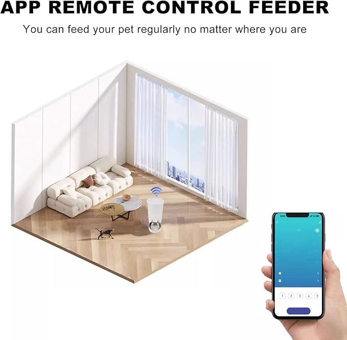 Automatic Cat Feeder, 3L Automatic Food Dispenser APP Control Pet Food Dry Food Dispenser Dual Power Supply Automatic Pet Feeder for Puppy Kitten (White Single Bowl)