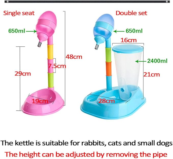 Pets Feeder Bowl Dog Dishes with A Cup Pet Automatic Feeder Pet Drinker Waterer Adjustable Detachable Dog Automatic Drinkers Orange