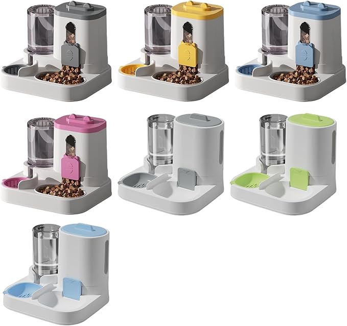 Automatic Pet Feeders with Removable Bowls, Anti-Slip Base & Integrated Water Dispenser for Dogs Removable Double Dish Set