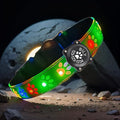 Customlized USB-C led Light up Dog Collar with Waterproof airtag Holder, 4 Modes Running Flashing Light (Green, M(11.8-15.7"))