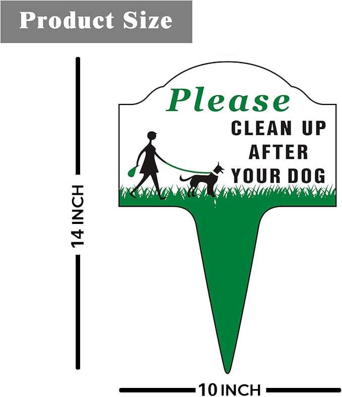 Clean Up After Your Dog Sign, Yuntarda 2-Pack 10”x14” No Poop Signs for Lawn No Pooping Dog Signs For Yard with Integrated Stake Rust-free Aluminum Yard Sign Easy Install for Outdoor Use
