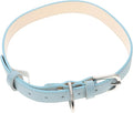 Pu Dog Collar Adjustable Pet Neck Ring with Safety Buckle Light Blue XL Outdoor Dog Safety Supply
