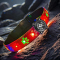 Personalized Flashing USB-C led Light up Dog Collar with Airtag Holder, Waterproof,15 Modes Changing (Pink PRO, XL(19.7-23.6"))