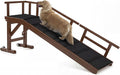 Dog Ramp for Bed or Couch, Wooden Pet Ramp with 20° Gentle Slope, Removable Side Rails, Non-Slip Surface, Top Platform & Wheels, Safe Bed Ramp for Small, Medium & Senior Dogs, 60" Long, Walnut