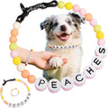 Personalized Beaded Dog Collar with Custom Name & Free Matching Bracelet - Adjustable Rainbow Pet Necklace Collar for Cats Dogs | Pet Lover Gift (#A)