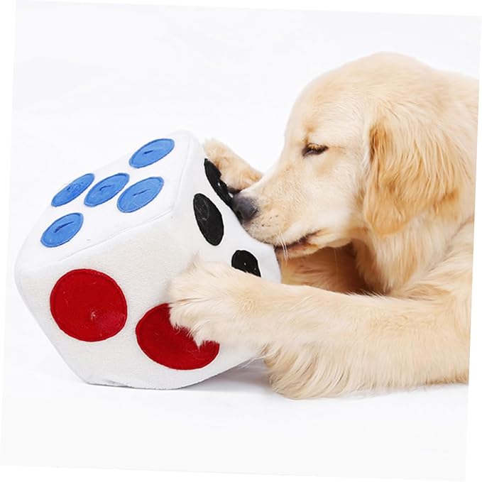 SUPVOX Dog Plush Training Toy Sniffing Dice for Dogs Interactive Plush Enrichment Toy for Pets White