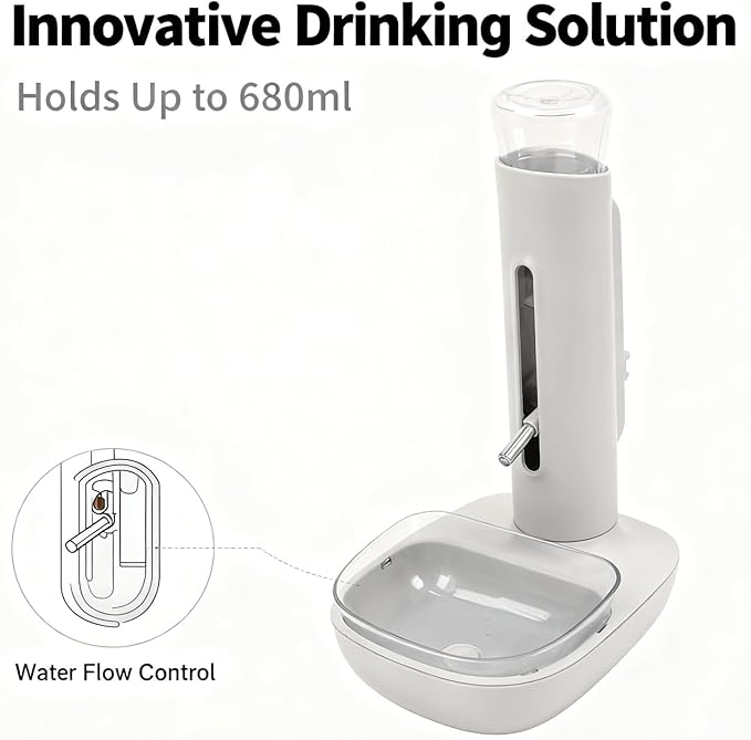 Dog Standing Water Dispenser Bowl 680ml, Automatic Pet Drinking Feeder, Adjustable Height - Non Materials, Anti Slip Design, Easy to Clean for Dogs and Cats