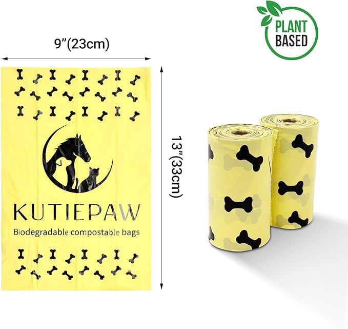 Compostable Dog Poop Bags – 300 Lemon Scented Corn Starch Blend Bags – Biodegradable, Leak-Proof & Extra Thick Pet Waste Bags for Dog – Eco-Friendly Puppy Poop Bag, Pet Supplies