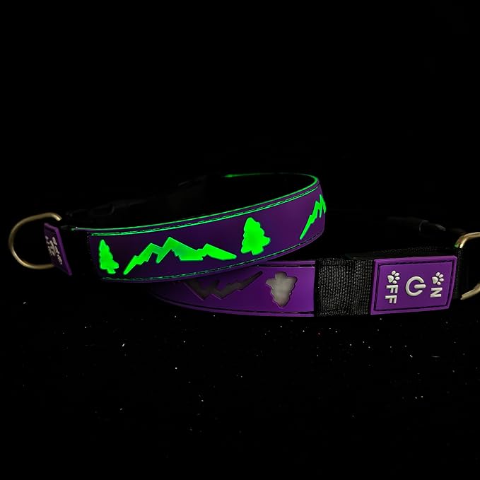 LED Dog Collar, 15 Light Modes, USB-C Rechargeable, Silicone Material, Adjustable Size, (Purple, XL(19.7-23.6"))