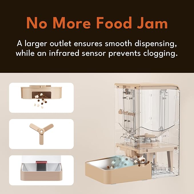 PetSnowy Snow+ Automatic Cat Feeder, Wi-Fi Enabled Automatic Cat Food Dispenser with APP Control, 4L Automatic Dog Feeder with Dual Power Supply, 1-10 Meal Per Day