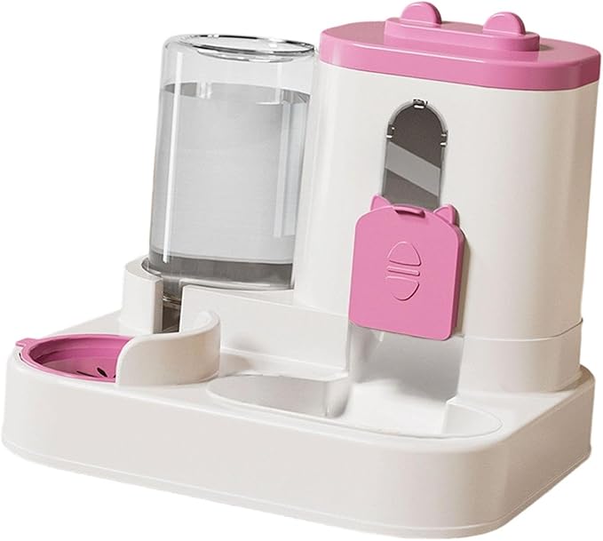 Automatic Pet Feeder and Waterer Dog Feeder Large Capacity, Anti Slip, Water Dispenser, Feeding Station for Cats Small Dogs, Pink