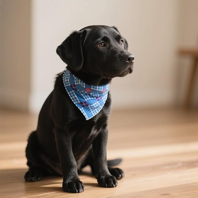 Double Layers Two Tones Dog Cotton Square Bandana Bibs Scarf Kerchief for Small Medium Dogs Boy or Girl - DCB23 B&W