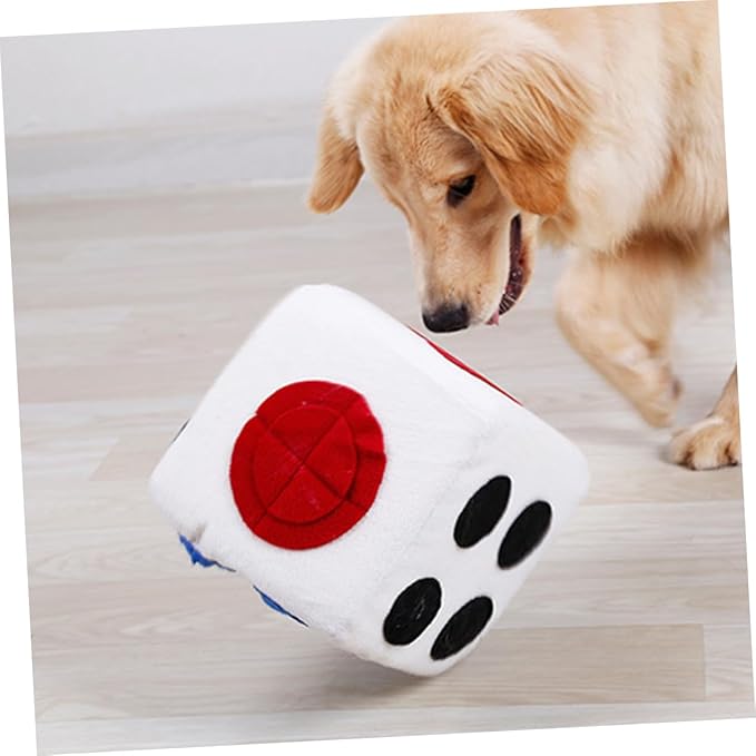 Dog Plush Training Dice Creative Sniffing Chewing Plush for Dogs Premium Elastic Material Fun White Dice Design for Pet Engagement