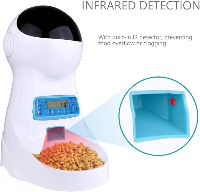 4L Large Capacity 4 Meal Intelligent Automatic pet Feeder Dog cat Food Dispenser can Record Timing quantitative Dual Power Feeder