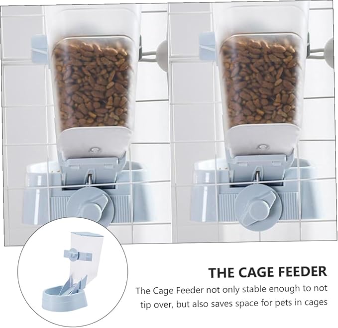 MERRYHAPY 2L Hanging Dog Feeder Automatic Pet Cage Food Dispenser Blue Hanging Bowl for Small to Medium Dogs Suitable for Indoor Use