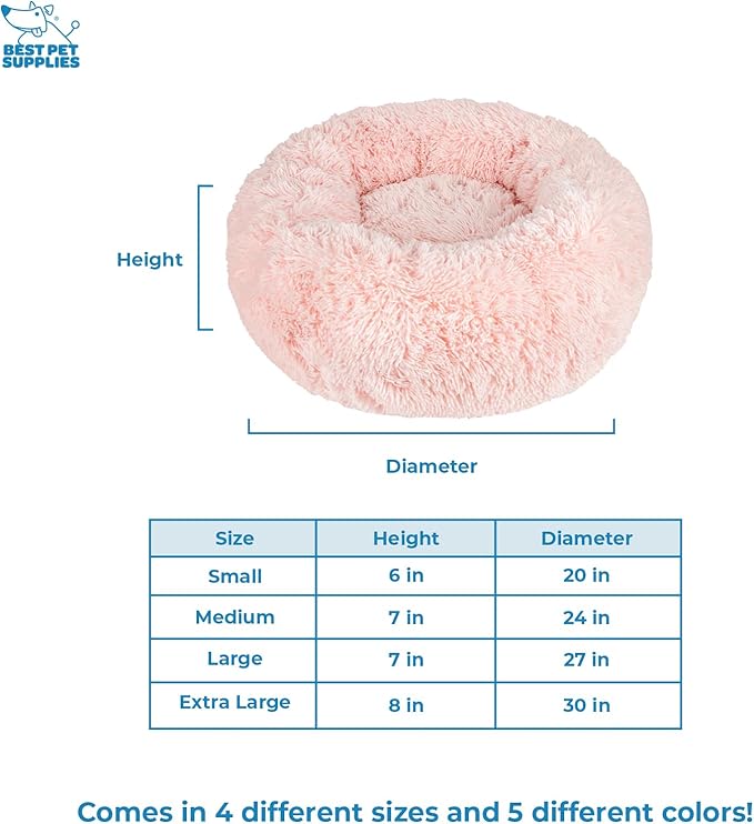 Best Pet Supplies Dog House Bed Crate Mat Tent Indoor Round Soft Plush for Small, Medium, and Large Breeds - Pink, 24 x 24 x 7