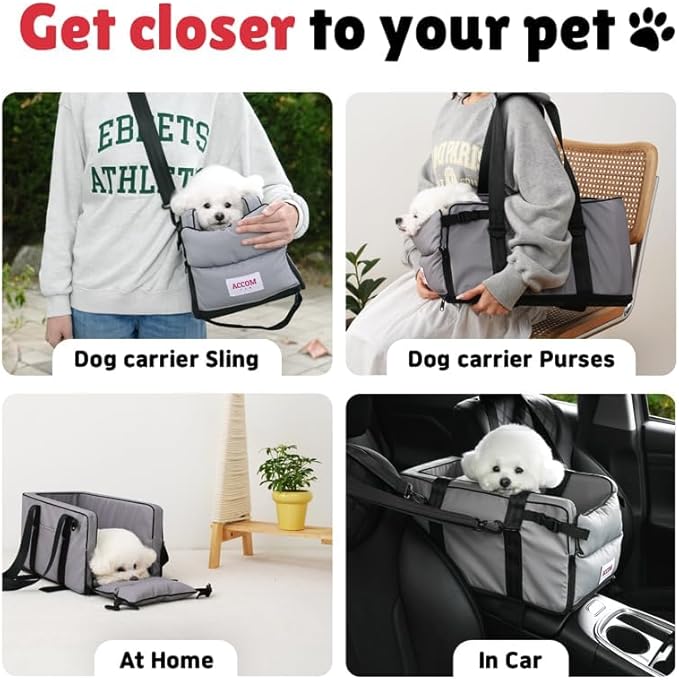 Center Console Car Seat for Small Dogs and Cats up to 11 lbs - Armrest Pet car seat, Waterproof Cat and Dog Booster Seat and Bed for Car, Essential Travel Carrier for Cats and Dogs